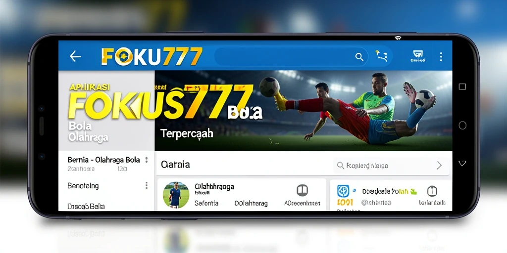 Tampilan antarmuka interaktif aplikasi FOKUS777 untuk berita olahraga bola.