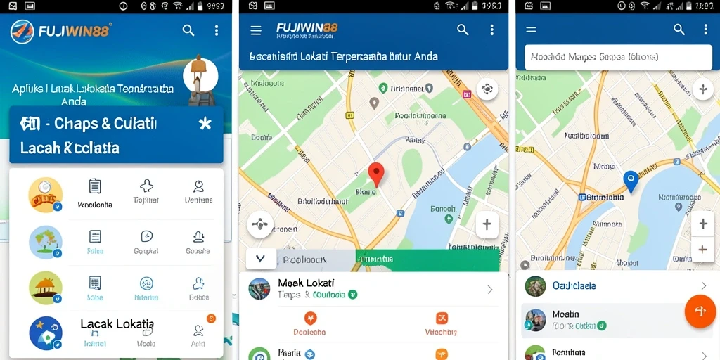Tampilan antarmuka aplikasi FUJIWIN88 untuk pelacakan lokasi.