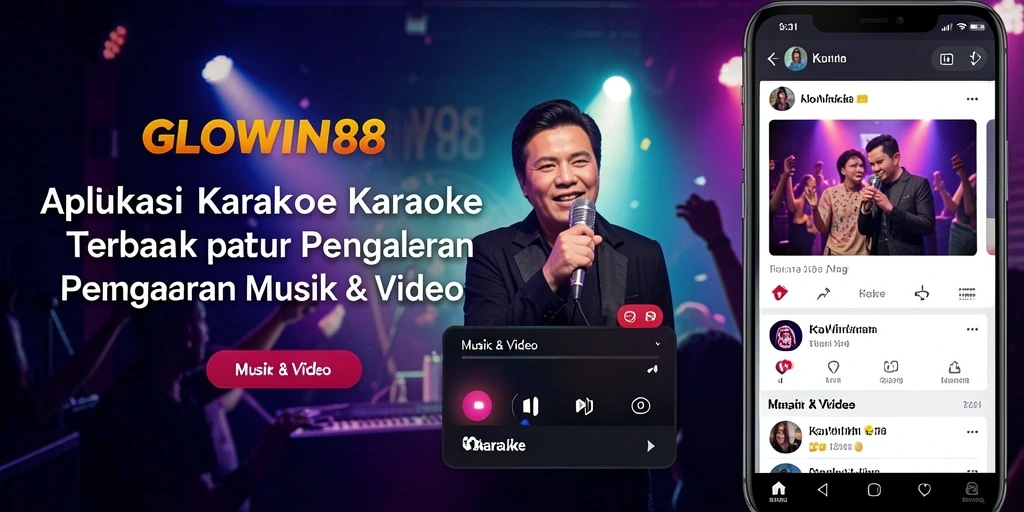 Antarmuka GLOWIN88 yang menarik dengan fungsi Karaoke yang mudah digunakan.