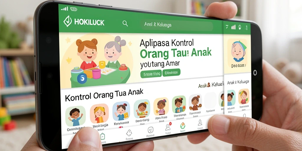 Antarmuka HOKILUCK yang ramah anak dan fitur kontrol orang tua.