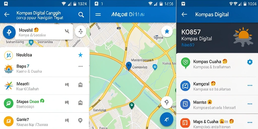 Antarmuka KO857 menunjukkan kompas digital yang akurat dan informatif.