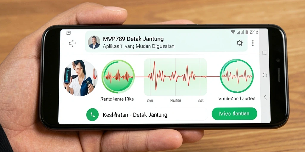 Tampilan antarmuka MVP789 yang menampilkan grafik detak jantung pengguna.