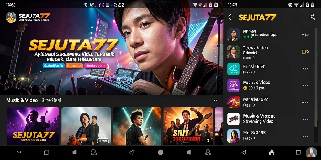 Antarmuka SEJUTA77 yang menampilkan berbagai pilihan video streaming.