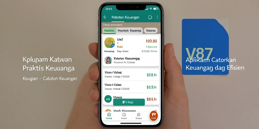 Tampilan antarmuka aplikasi V87 untuk Catatan Keuangan yang mudah digunakan.