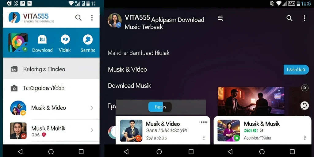 Antarmuka VITA555 yang sederhana dan fungsional untuk Download Musik.